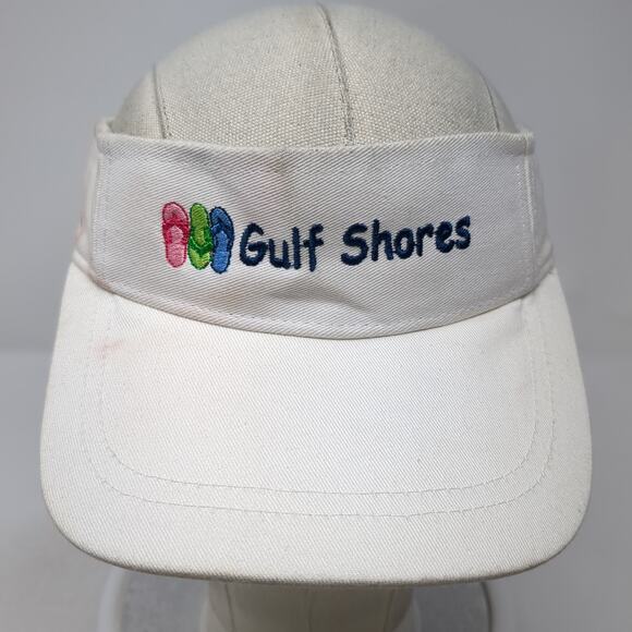 Gulf Shores Strapback Sun Visor Cap White One Size Embroidered Shade Shack - Picture 2 of 10